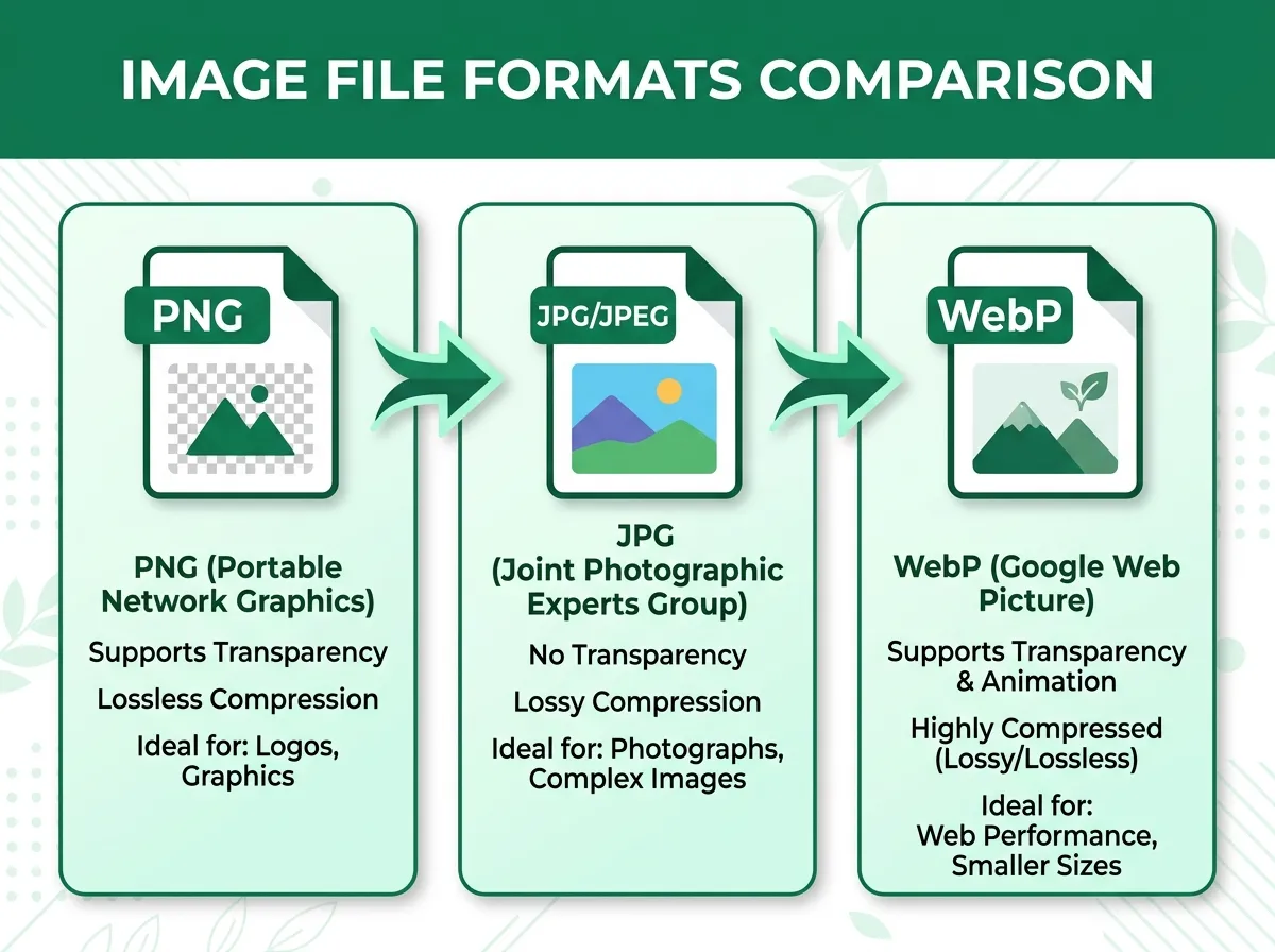 PNG vs JPG vs WebP: Complete Comparison Guide 2025