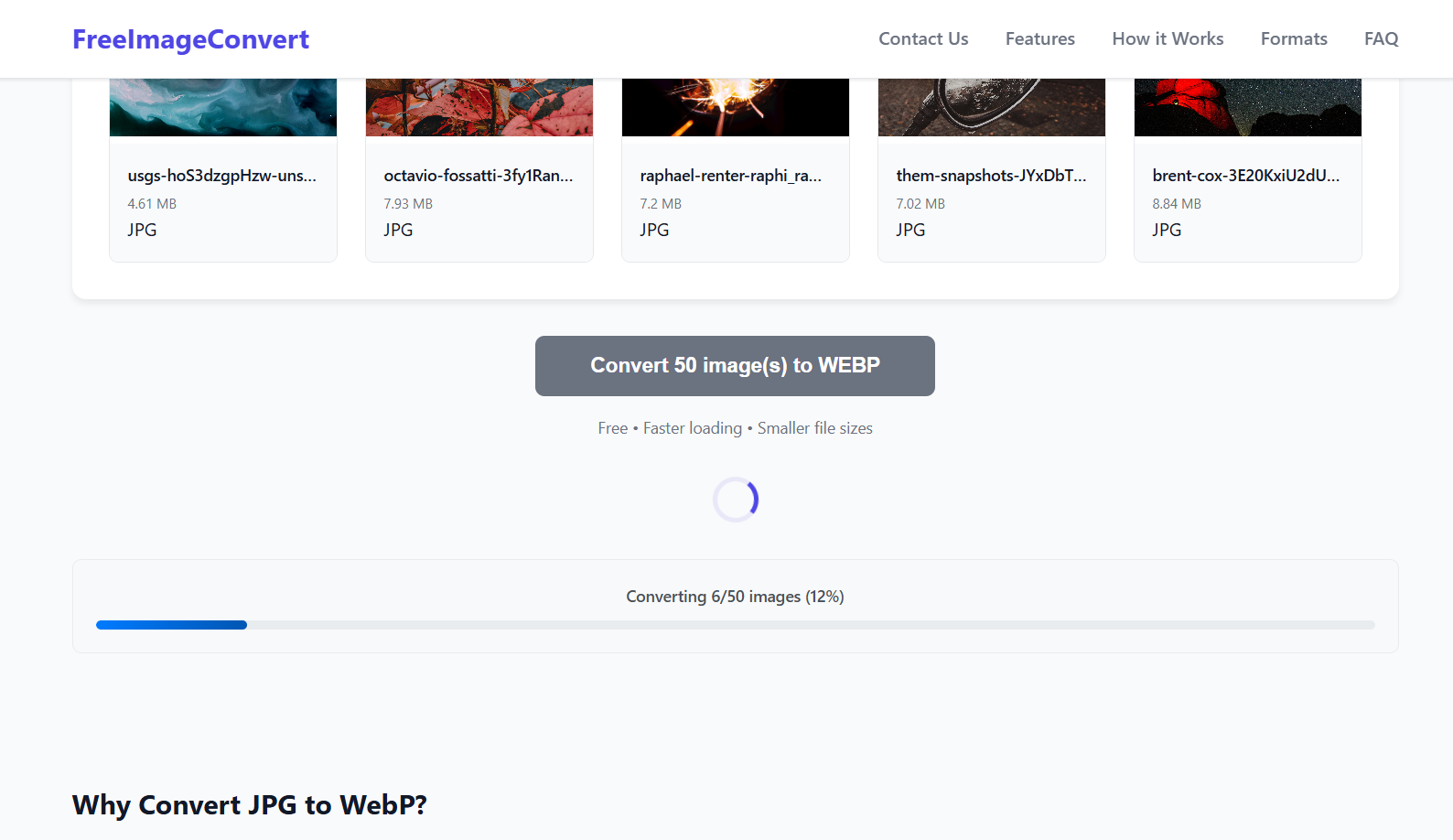 Progress bar showing conversion in progress